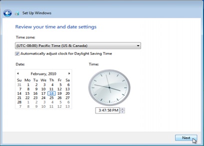 Windows 7 Review your time and date settings
