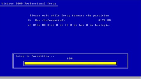 Windows 2000 Formatting